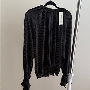 Impressions Black Pleated Blouse
